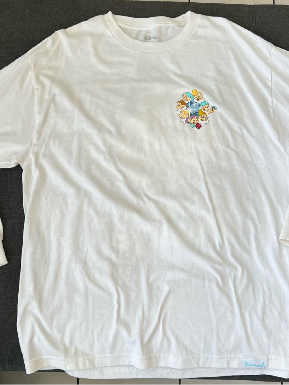 Disney White Long-Sleeve Tee with Colorful Character Chest Graphic